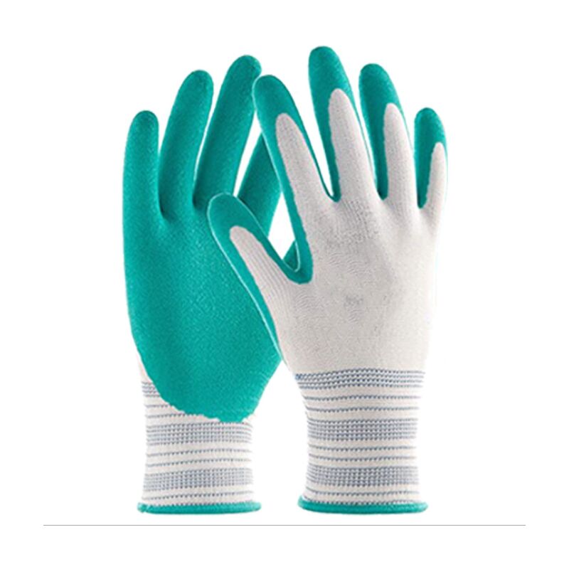 Ladies & Ladies Gardening Gloves, Breathable Rubber Coated Yard Garden Gloves, Outdoor Protective Work Gloves with Grips, Fits Most People (Cyan One
