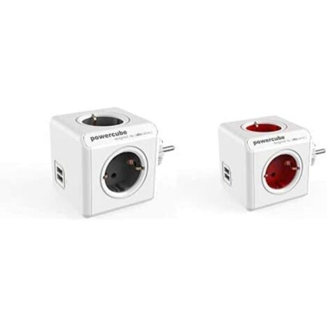 Ladrón ALLOCACOC Powercube original 4 tomas + 2 USB (5V). Color gris - talla