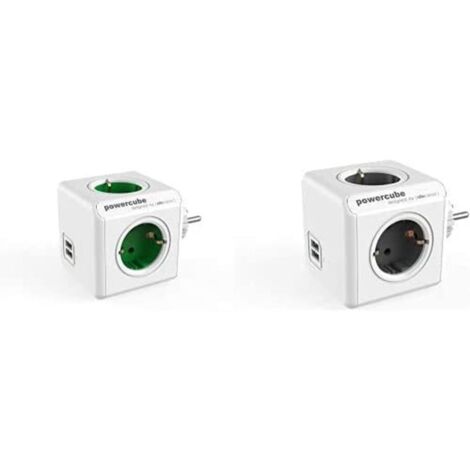 Ladrón ALLOCACOC Powercube original 4 tomas + 2 USB (5V). Color verde -