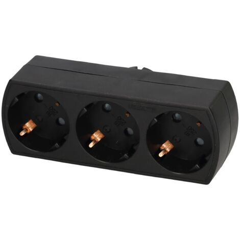 Ladrón de triple salida (3680W máximo) fabricado en polipropileno color negro