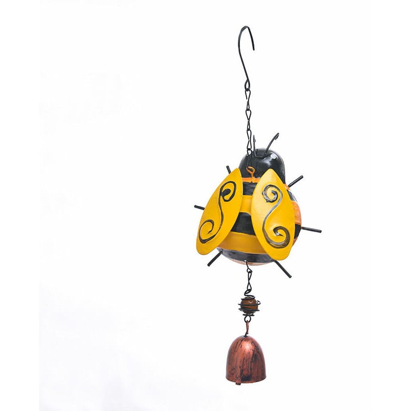 Ladybug Bee Wind Chime with Hanging Hook Bell Metal Glass Wind Chime for Garden Patio Patio (1pcs)