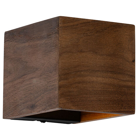 QAZQA Ländliche Wandleuchte aus Walnussholz - Transfer