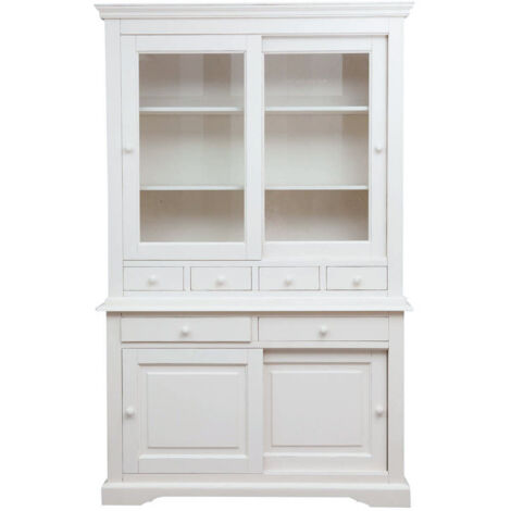 Ländliches Sideboard aus massivem Lindenholz mit antikweißer Oberfläche L142xPR50xH225 cm. Made in Italy