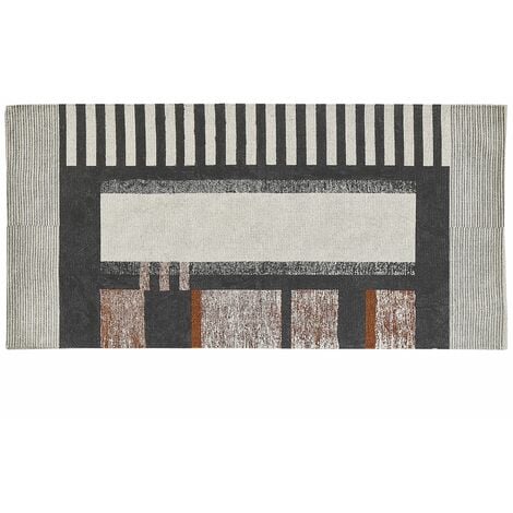 Läufer Baumwolle bunt abstraktes Muster rechteckig 80 x 150 cm Skandi Kakinada