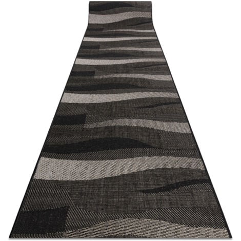 RUGSX Läufer SIZAL FLOORLUX Modell 20212 black / silver 80 cm beige 80x350 cm