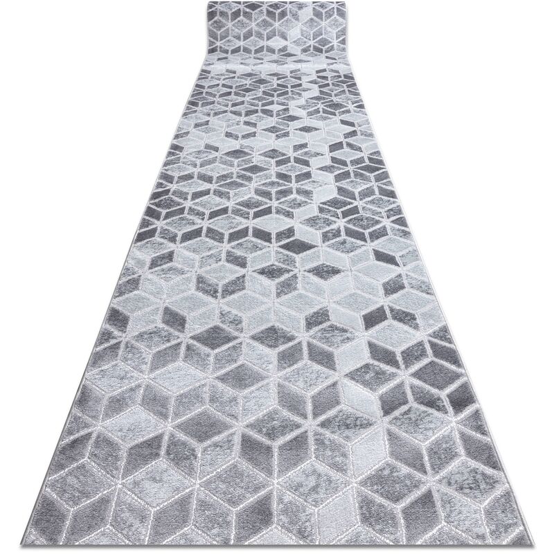 Rugsx - Läufer Strukturell MEFE B400 zwei Ebenen aus Vlies grau 100 cm Grau und Silbertönen 100x310 cm