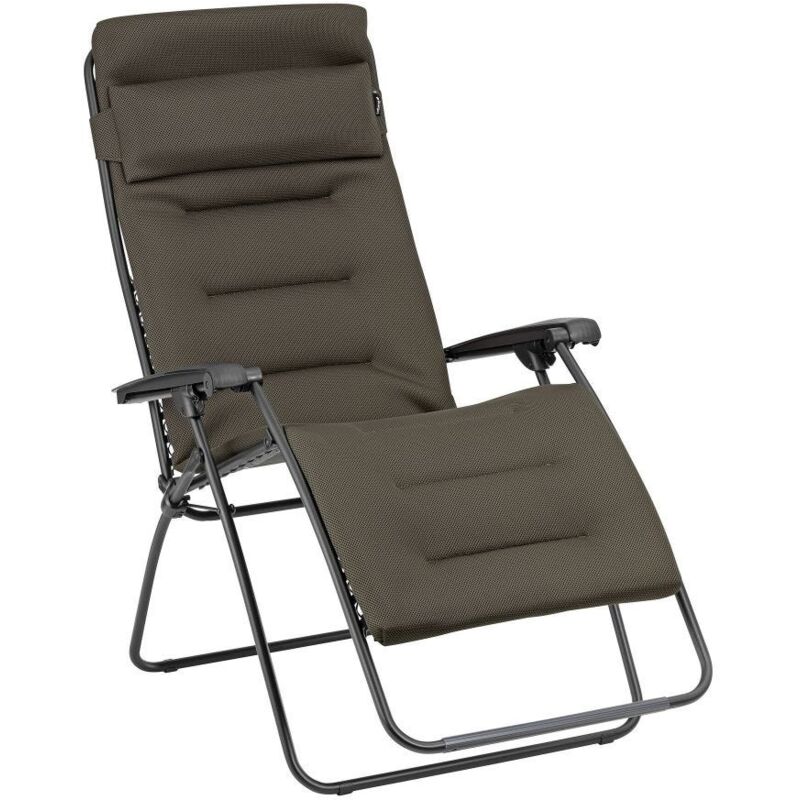 Lafuma Mobilier - Fauteuil Relax Jardin - Chaise Longue Matelassé Zéro Gravité - Xl - Rsx Clip Xl - Aircomfort® - Marron Taupe