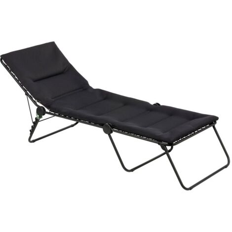 Lafuma Mobilier Lettino, Pieghevole, Schienale regolabile, Sistema di sospensione con lacci, Siesta L, Air Comfort, Colore: Acciaio, LFM2851-6135