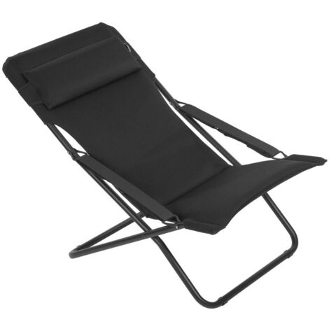 Lafuma Mobilier Sedia a sdraio, Pieghevole e regolabile, Transabed, Air Comfort, Colore: Acciaio, LFM2853-6135