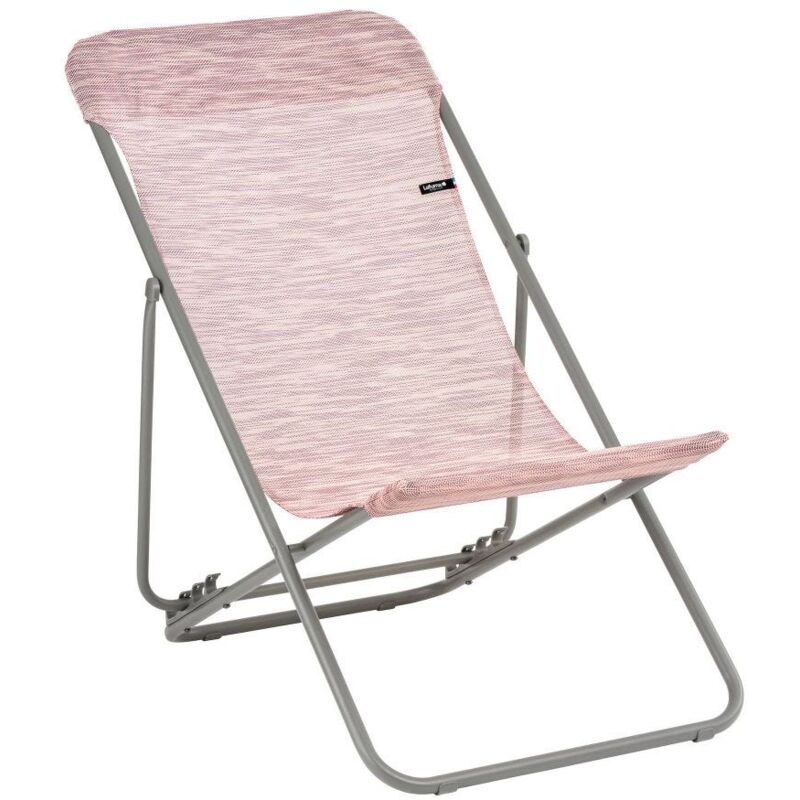 Lafuma Mobilier - Transat Jardin Pliable - Chilienne Multi-positions - Transatube 2 - Velio - Rose Aube
