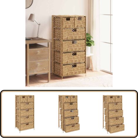 Lagereinheit mit 6 Körben 47 x 37 x 100 cm Wasserhyazinthe - Aufbewahrungsraum - Garderobe - Schuhschrank - Wohnzimmer Dekoration - Landhaus Stil