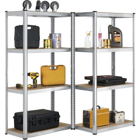 Lagerregal Easy - Schwerlastregal 2er Set 160x80x40 cm | 8 Böden | 640 kg | Metall verzinkt | Steckregal Kellerregal Metallregal | Juskys