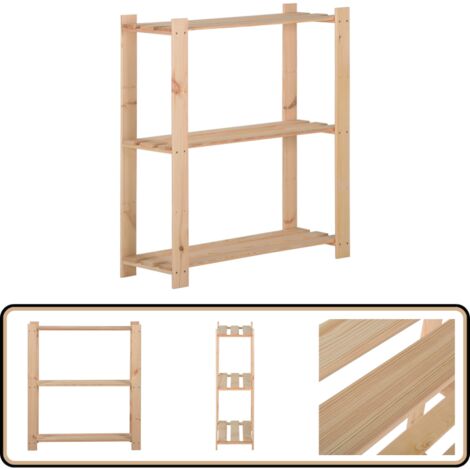 Lagerregal mit 3 Böden 80x28,5x90 cm Massivholz Kiefer - Holzregal - Kiefernholz - Industrieregals - Lagerregal - Werkzeugschrank