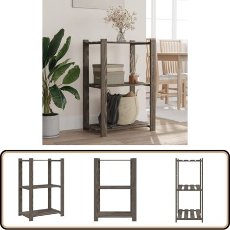 Lagerregal mit 3 Böden Grau 60x38x90 cm Massivholz Kiefer - Holzregal - Regalsystem - Lagerregal - Werkstattregal - Kiefernholzregal