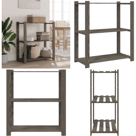 Lagerregal mit 3 Böden Grau 80x38x90 cm Massivholz Kiefer - Holzregal - Kiefernholzregal - Regalsystem - Industrielles Regal - Werkzeugschrank - Home & Living