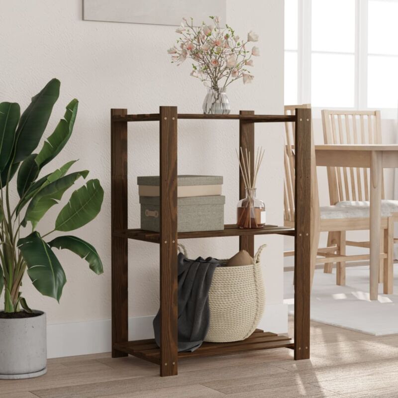Vidaxl - Lagerregal Mit 3 Böden Braun 60x38x90 Cm Massivholz Kiefer