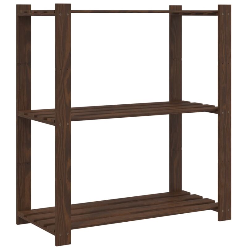 Vidaxl - Lagerregal Mit 3 Böden Braun 80x38x90 Cm Massivholz Kiefer