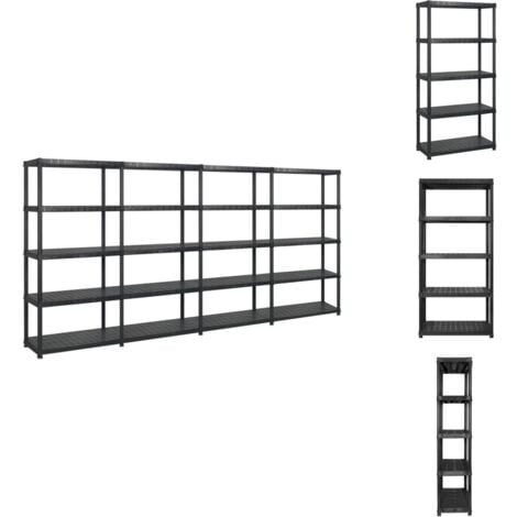 Lagerregal mit 5 Böden Schwarz 366x45,7x185 cm Kunststoff - Lagerregal - Industrieregale - Metallregal - Stauraum - Aufbewahrungssystem