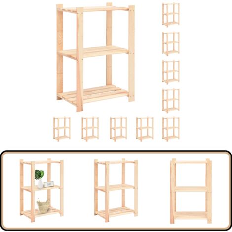 Lagerregale 3 Böden 10 Stk. 60x38x90cm Massivholz Kiefer 150kg - Holzregal - Kiefernholzregal - Industrieregale - Lagerregal - Werkzeugschrank