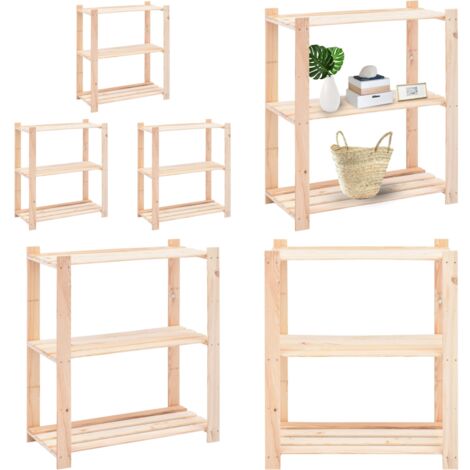 Lagerregale 3 Böden 3 Stk. 80x38x90cm Massivholz Kiefer 150kg - Holzregal - Kiefernholzregal - Industrieregale - Lagerregal - Werkzeugschrank - Home & Living