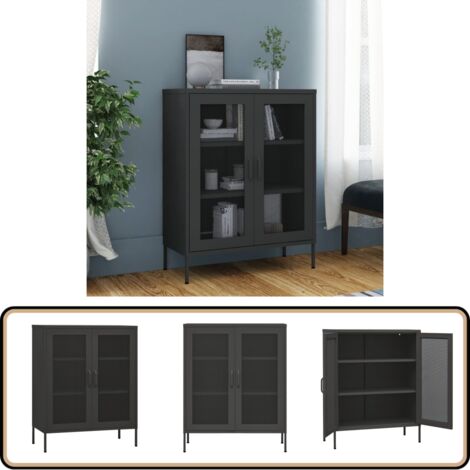 Lagerschrank Anthrazit 80x35x101,5 cm Stahl - Lagerschrank - Stauraum - Metallregal - Garderobe - Wohnzimmermöbel