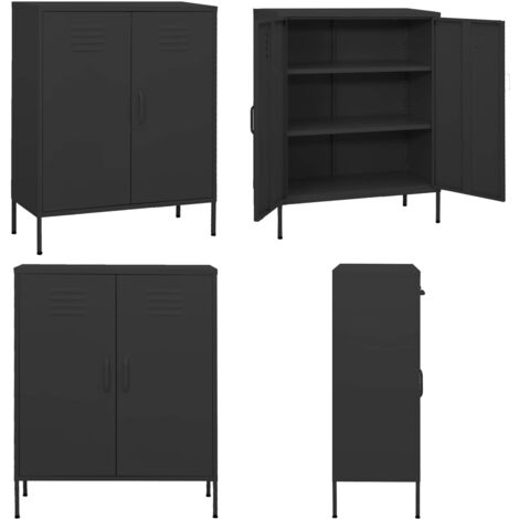 Lagerschrank Anthrazit 80x35x101,5 cm Stahl - Lagerschrank - Stauraum - Metallregal - Garderobe - Wohnzimmermöbel - Home & Living