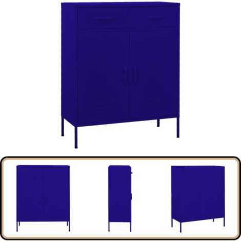 Lagerschrank Marineblau 80x35x101,5 cm Stahl - Metallschrank - Aufbewahrungsraum - Wohnzimmermöbel - Garderobe - Sideboard