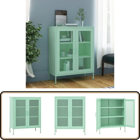 Lagerschrank Minzgrün 80x35x101,5 cm Stahl - Lagerschrank - Stauraum - Garderobe - Metallregal - Wohnzimmermöbel