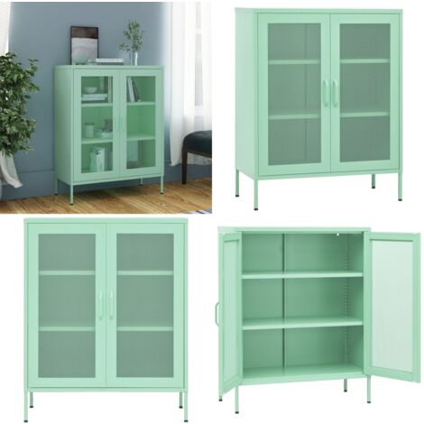 Lagerschrank Minzgrün 80x35x101,5 cm Stahl - Lagerschrank - Stauraum - Garderobe - Metallregal - Wohnzimmermöbel - Home & Living