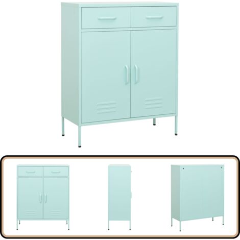 Lagerschrank Minzgrün 80x35x101,5 cm Stahl - Metallschrank - Aufbewahrungsraum - Garderobe - Wohnzimmermöbel - Schlafzimmermöbel