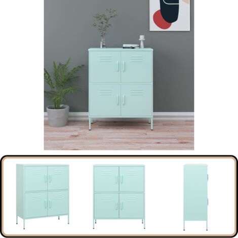 Lagerschrank Minzgrün 80x35x101,5 cm Stahl - Schreibtisch - Metallregal - Garderobe - Aufbewahrungsschrank - Wohnzimmermöbel
