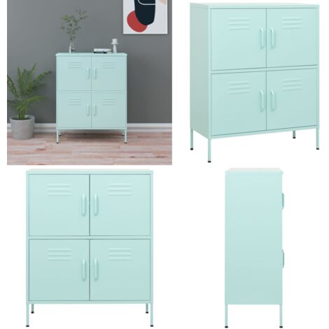 Lagerschrank Minzgrün 80x35x101,5 cm Stahl - Schreibtisch - Metallregal - Garderobe - Aufbewahrungsschrank - Wohnzimmermöbel - Home & Living