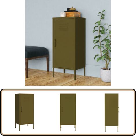 Lagerschrank Olivgrün 42,5x35x101,5 cm Stahl - Schreibtischorganizer - Metallregal - Garderobe - Wohnzimmermöbel - Regal Grün