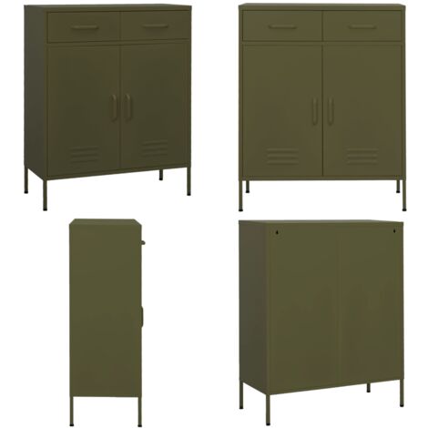 Lagerschrank Olivgrün 80x35x101,5 cm Stahl - Stahlschrank - Garderobe - Aufbewahrungsraum - Wohnzimmermöbel - Schlafzimmermöbel - Home & Living