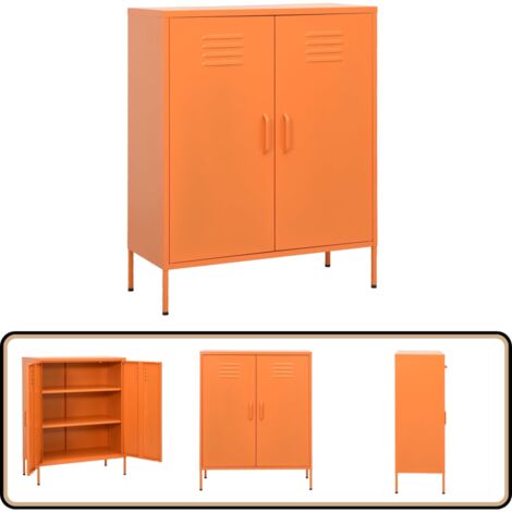 Lagerschrank Orange 80x35x101,5 cm Stahl - Lagerschrank - Stauraum - Garderobe - Wohnraumorganisation - Metallregal
