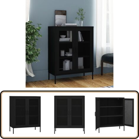 Lagerschrank Schwarz 80x35x101,5 cm Stahl - Lagerschrank - Stauraum - Garderobe - Regal - Metallregal