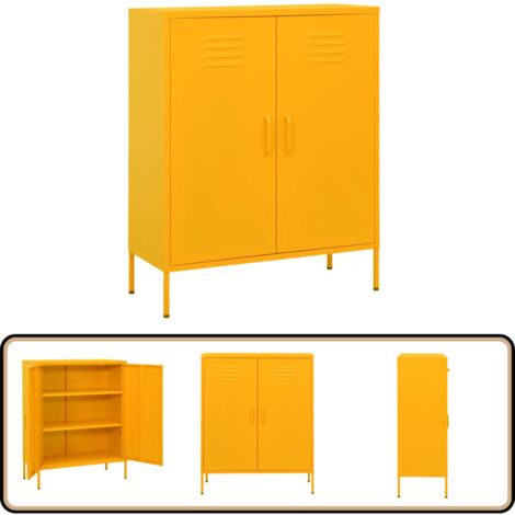 Lagerschrank Senfgelb 80x35x101,5 cm Stahl - Lagerschrank - Stauraum - Regal - Metallregal - Wohnzimmermöbel
