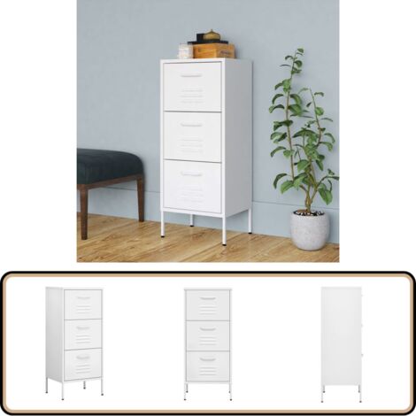 Lagerschrank Weiß 42,5x35x101,5 cm Stahl - Lagerschrank - Stauraumschrank - Weißes Regal - Metallregal - Wohnzimmermöbel