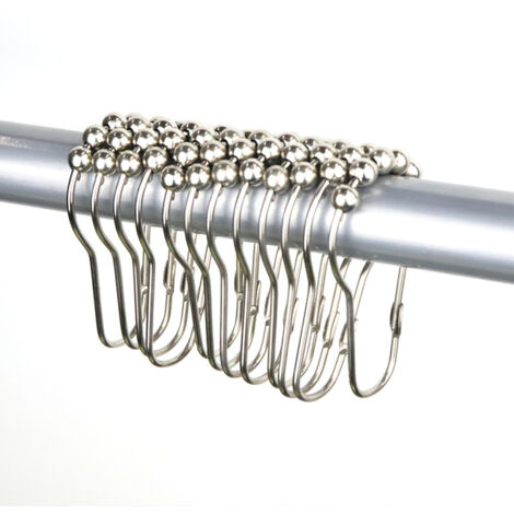 Lagerweites Duschvorhangring-/Haken-Set, Dekor aus satiniertem Nickel