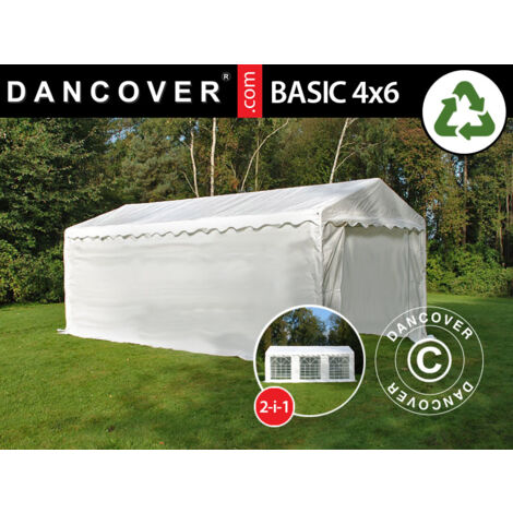 Lagerzelt Zeltgarage-Basic 2-in-1, 4x6m PE 700, Weiß