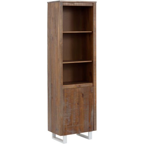 Lagos-Bibliothèque avec 1 porte et 3 compartiments en Marron Pin