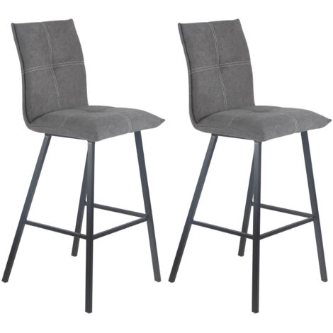 LAGOS - Lot de 2 Tabourets Gris Anthracite Assise H65cm