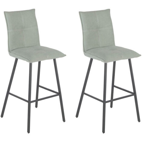 LAGOS - Lot de 2 Tabourets Vert d'Eau Assise H76cm