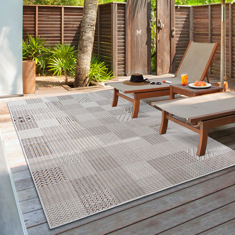 Lagos tapis extérieur robuste uv terrasse crème, 60 x 110 cm