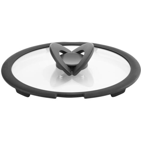 Lagostina Ingenio Induction Coperchio in Vetro e Silicone, 20 cm, Nero e Trasparente