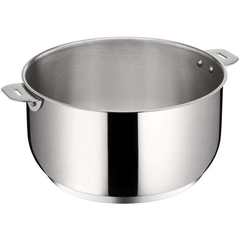 Lagostina Salvaspazio Casseruola in Acciaio Inox 18/10 Ø 24 cm, Pentola Induzione, Gas e Forno fino a 250 °C, Impilabile e Facile da Riporre, Fondo Lagotherm 3 Strati, Maniglie con Supporti Rivettati