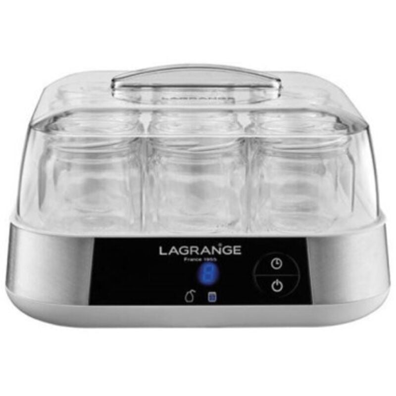 Yaourtière 1,5L Inox 18W 9 pots de 185g Yaourt Fait Maison Couvercles inclus - Lagrange