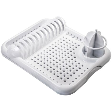 Laguelle Égouttoir à Vaisselle Compact Gris Métal et Blanc