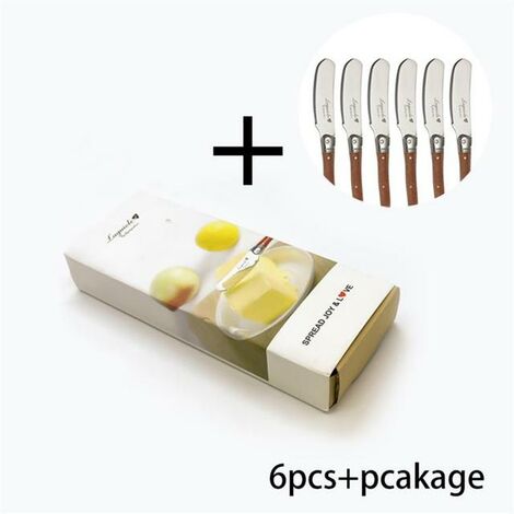 Laguiole couteau à beurre couteau à beurre, ensemble de couteaux, coupe-fromage manche en bois couverts de cuisine en acier inoxydable 6-10 pièces 6.25&39&39,6 PCS with Package