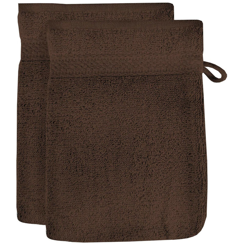 soleil d ocre - lot de 2 gants de toilette en coton 500 gr/m2 16x21 cm lagune brun, par soleil d'ocre - taupe